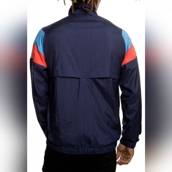 Vintage Champion Navy Striped Nylon Warmup Windbreaker Jacket Imperial Indigo - Picture 3 of 13